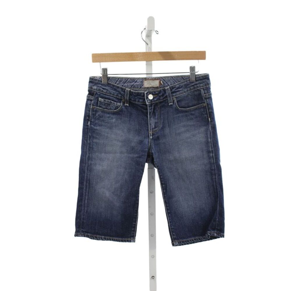 Paige Womens Bermuda Shorts Blue Cotton Button Size 28